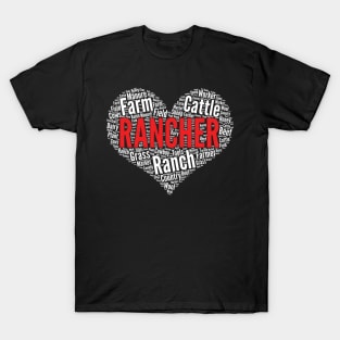Rancher Heart Shape Word Cloud Ranch graphic T-Shirt